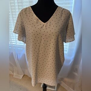 LOFT Ivory Blouse with Black Dots